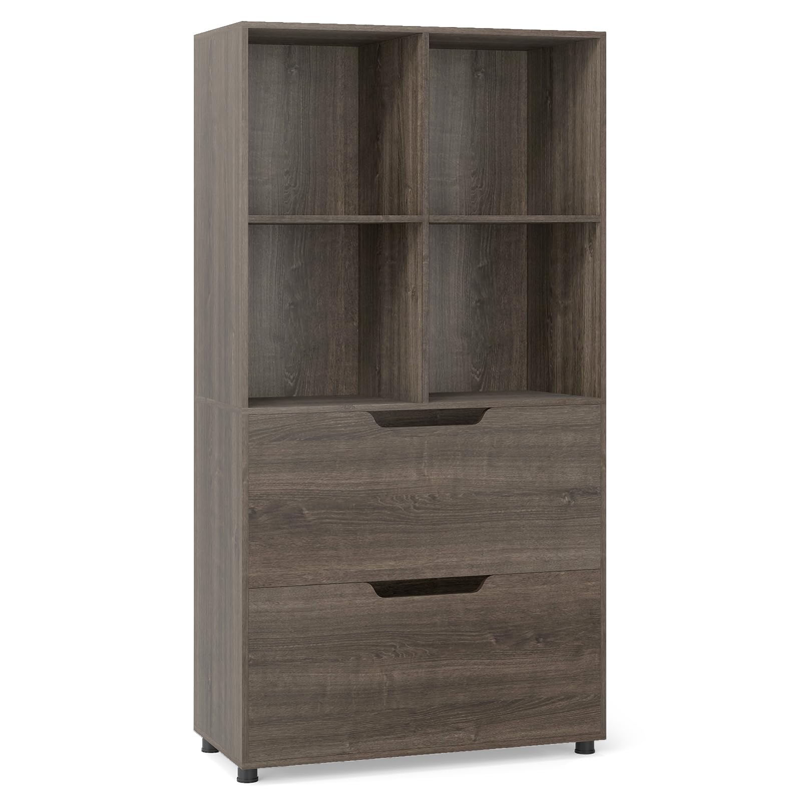 Diagram showing the dimensions of the 4 Cube Bookcase with Drawers, including height 51 inches, width 27.5 inches, and depth 13 inches, with a total weight capacity of 200 lbs.