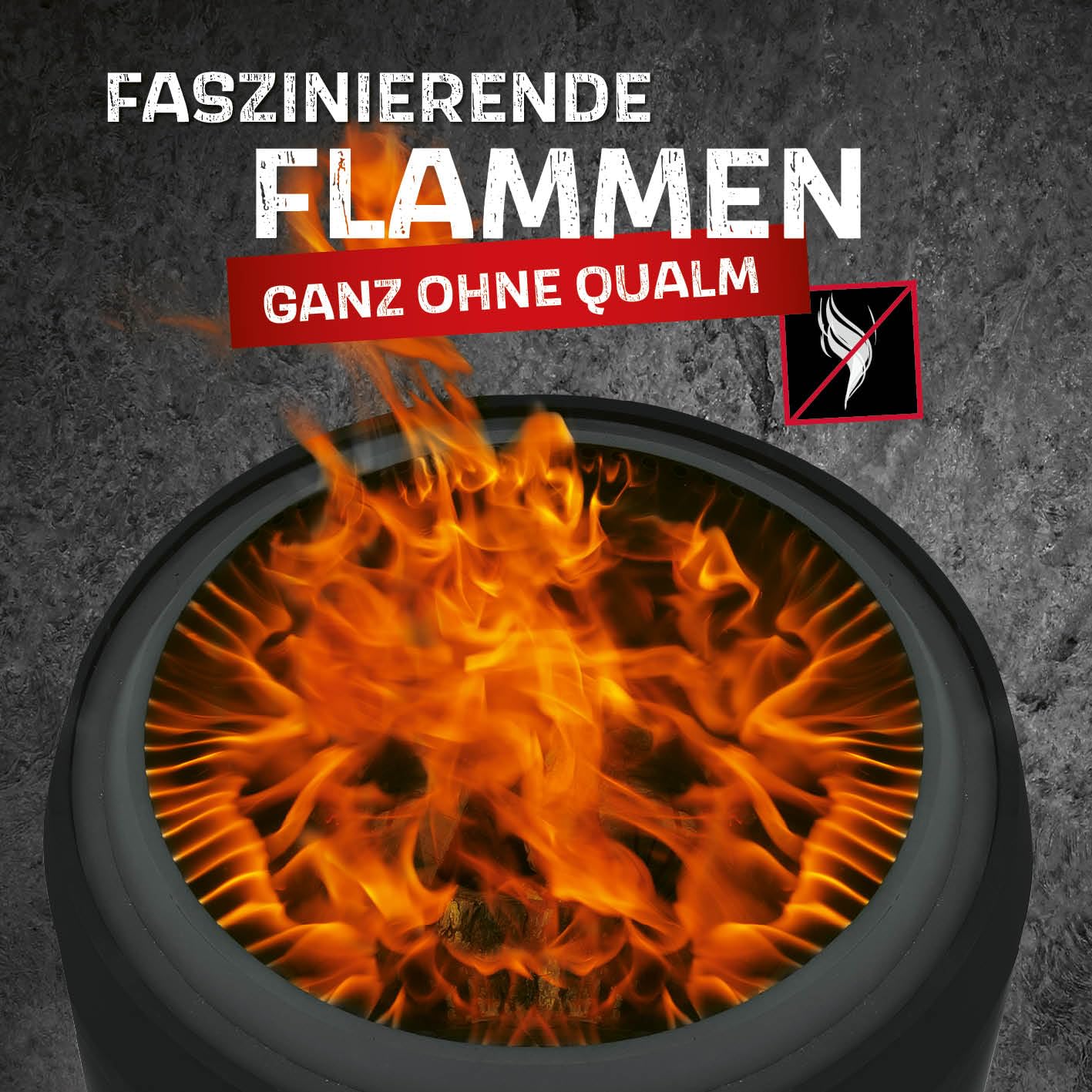 LANDMANN rauchfreier Feuerkorb, klein | 360° Luftzirkulation | Besonderes Flammenspiel | Pulverbeschichteter Stahl | Ideal für gemütliche Abende | Inkl. Schürhaken [52,5 x 51,5 x 57 cm - 14,8 kg]