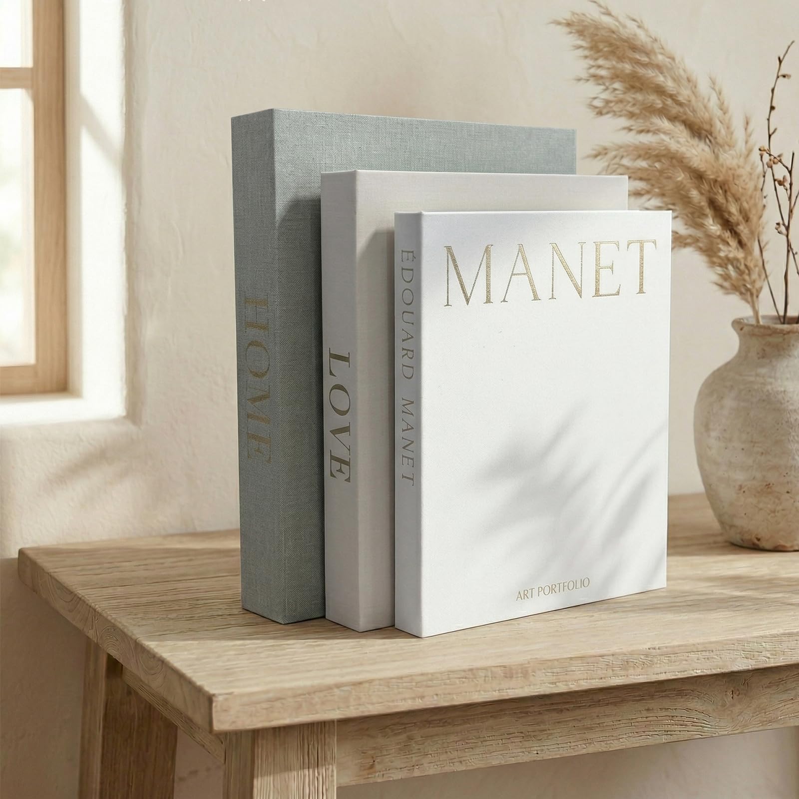 Set di 3 libri decorativi - Libri finti in copertina in lino con chiusura magnetica - Scatola portaoggetti nascosta - Oggetti di scena estetici e chic - Scatole moderne a forma di libro per simpatici