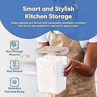 Vista 5 de Chef's Path Contenedores herméticos extra grandes y altos para almacenamiento de alimentos, juego de 4, almacenamiento hermético de alimentos