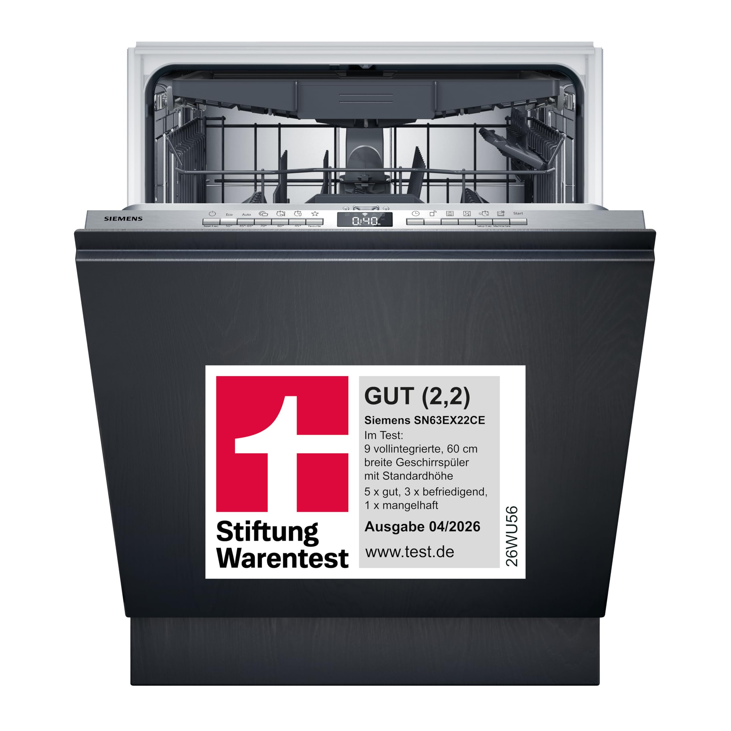 Siemens SN63EX22CE – iQ300 Vollintegrierter 60 cm Geschirrspüler mit Besteckschublade
