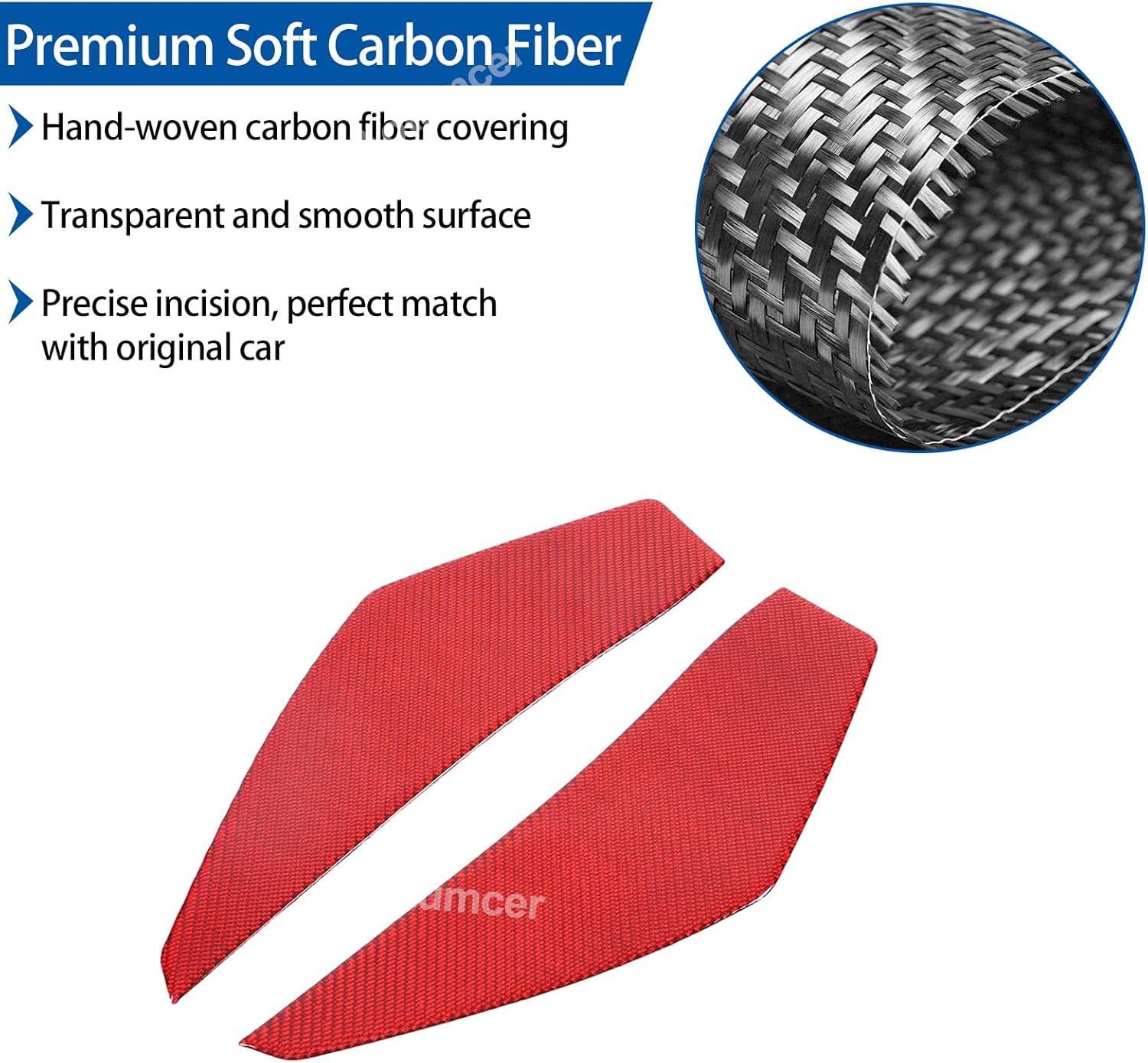 Soft Carbon Fiber Front Car Door Crash Cushion Inner Door Buffer Pad Cover Trim Compatible with Hummer EV 2022-2026 SUV/SUT Interior Accessories (Red)