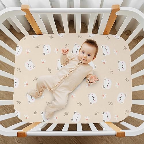 Miniatura 6 de Cute White Bear Crib Sheets - Stretchy Fitted Crib Sheets for Boys Girls, Unisex Cozy Baby Crib Sheet 27 x 39 x 5 Inches