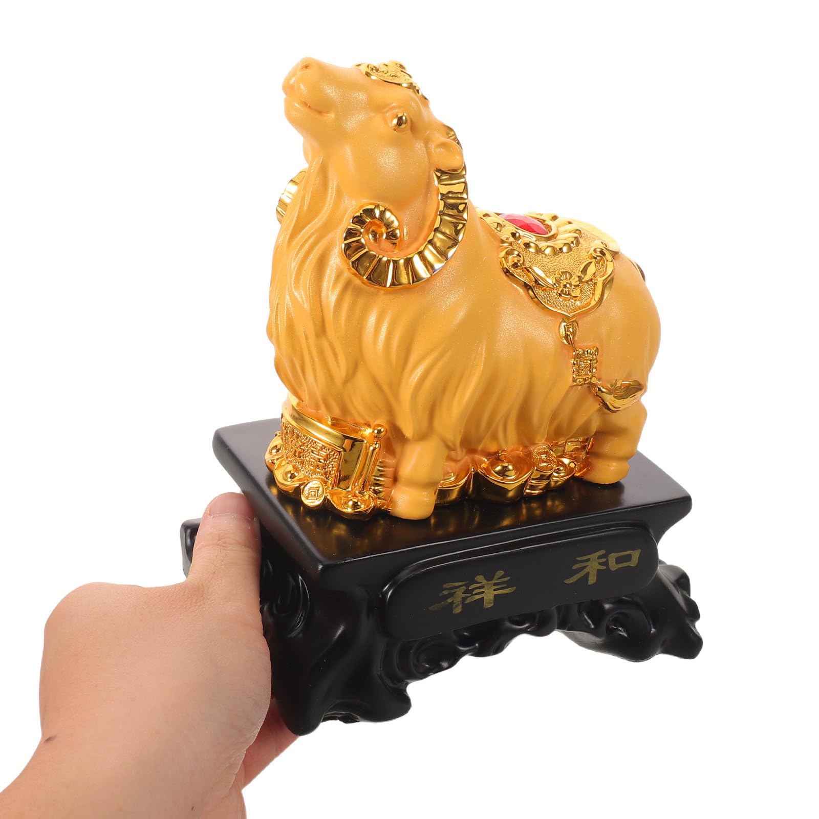 Housoutil Goldene Ziegenfigur mit Sandgold Finish, Moderne Deko für Regal