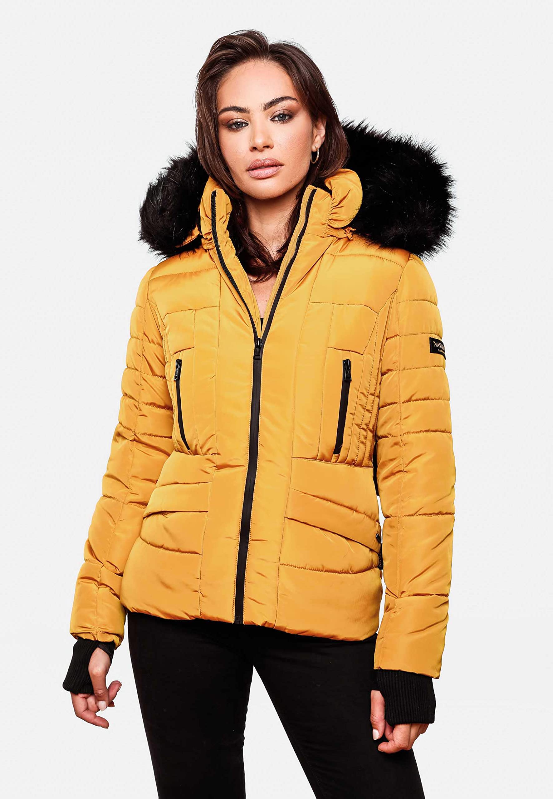 Navahoo Adele Chaqueta de Invierno para Mujer con Capucha de Pelo sintético Negro XS-XXL
