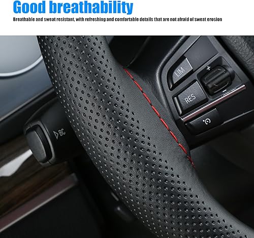 Miniatura 2 de NGHEY Pack-1 Funda para volante de cuero, universal antideslizante con costura envolvente, protector de volante para automóvil DIY con aguja e hilo