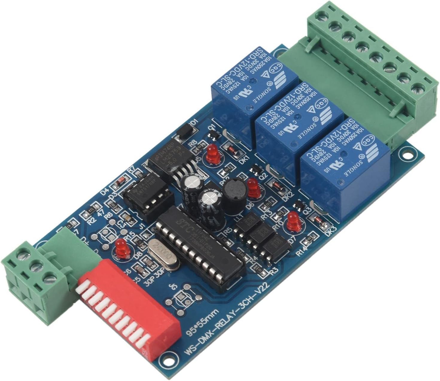 Cusstally 3 Channel 5A DMX512 Controlled Relay Switch Kit DIY Converter Dimmer Relay