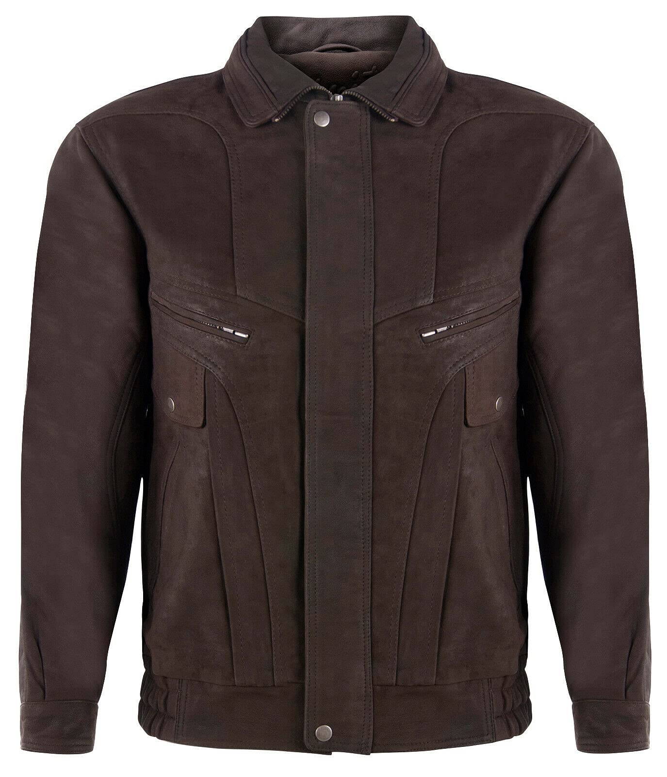 Men's Leather Jacket Classic Buffalo Suede Harrington Tailored Bomber