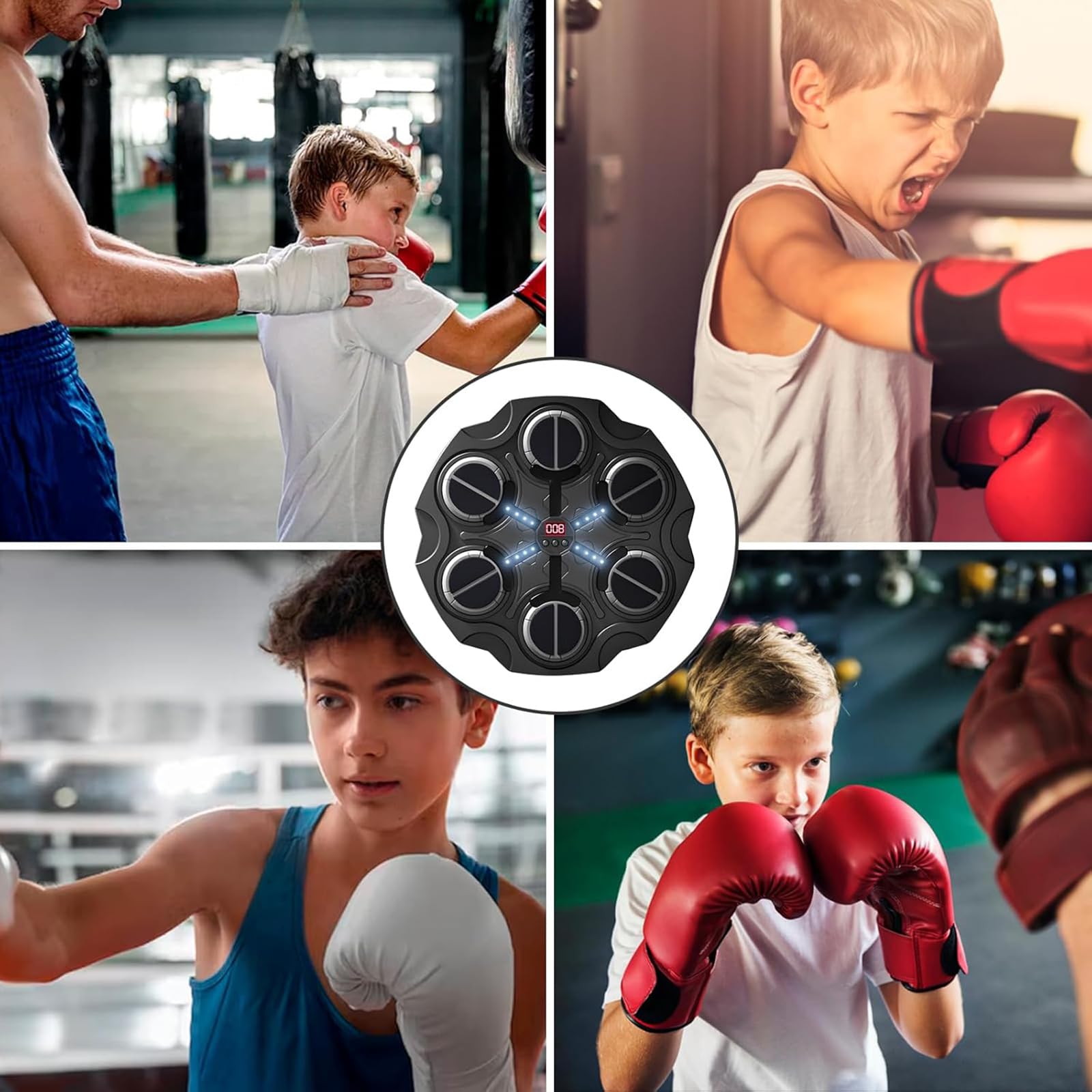 Generico Macchina da Boxe Musicale per Bambini, Tre velocità Bluetooth | Montaggio A Parete Per Maggiore Stabilità E Per Evitare Cadute