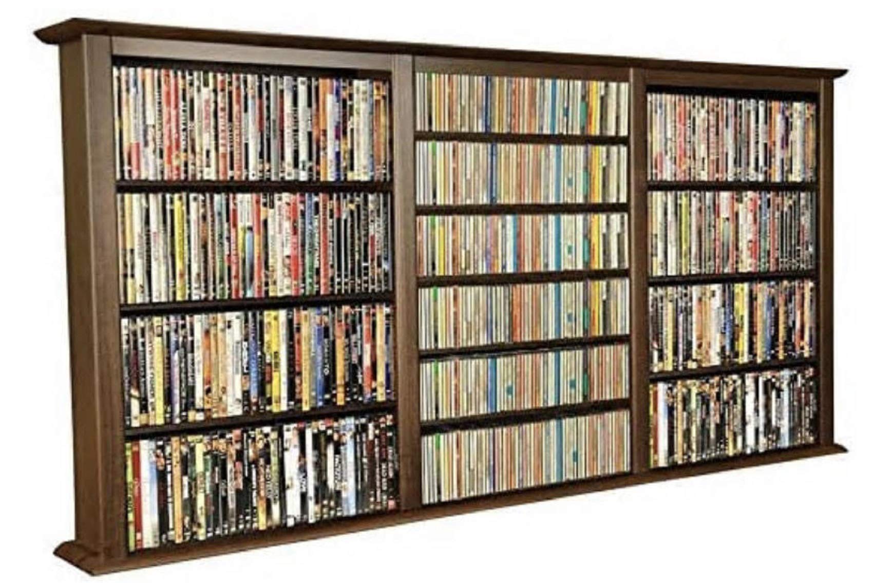 Wall Mount Media Cabinet Triple-Walnut