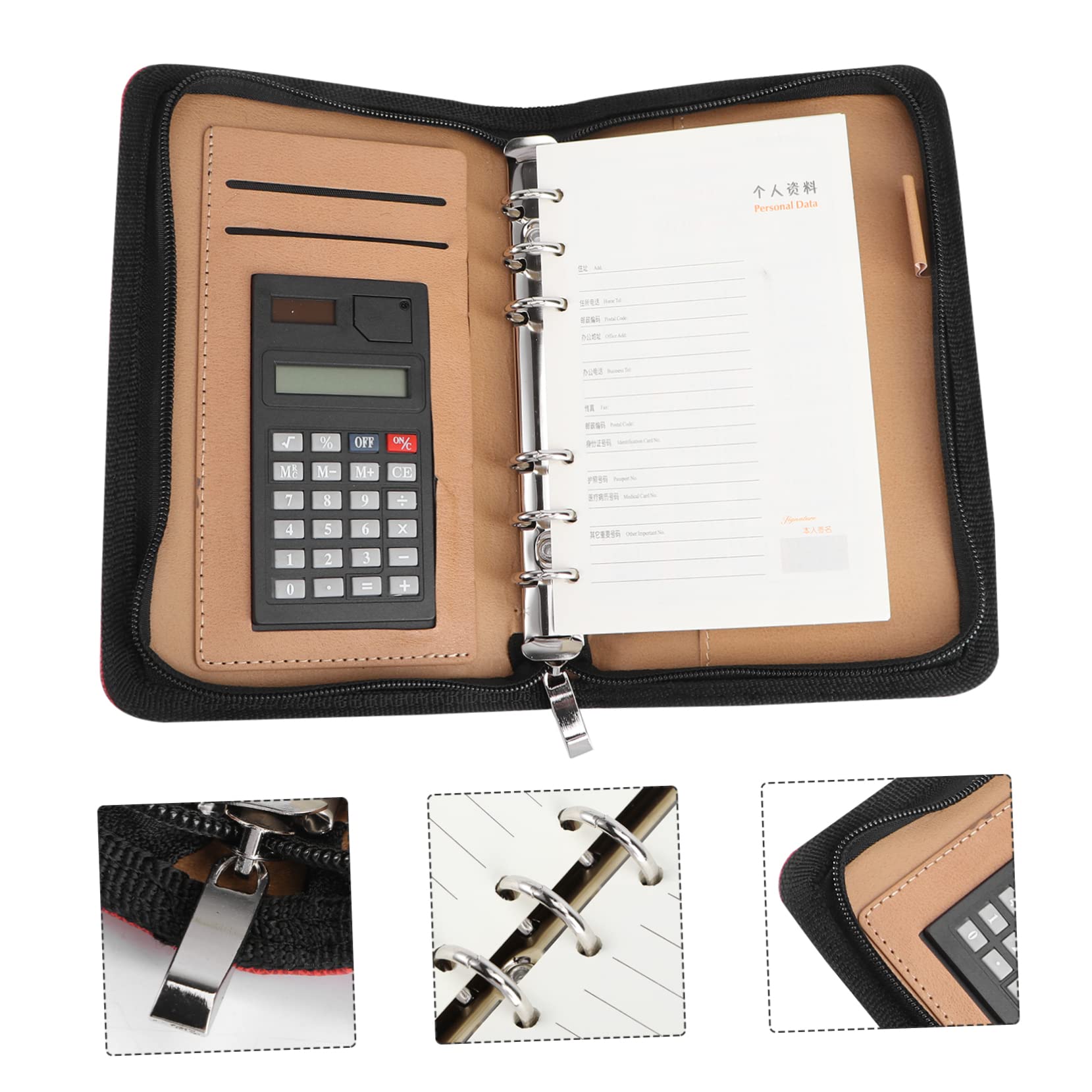 Happyyami Agenda con Copertina PU e Calcolatrice Business con Zip Organizer per Viaggi e Ufficio