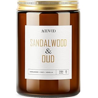 Sandalwood Oud Candle - Large Scented Candles 22oz, Soy Candles, Aromatherapy Candle, Soy Wax Candle