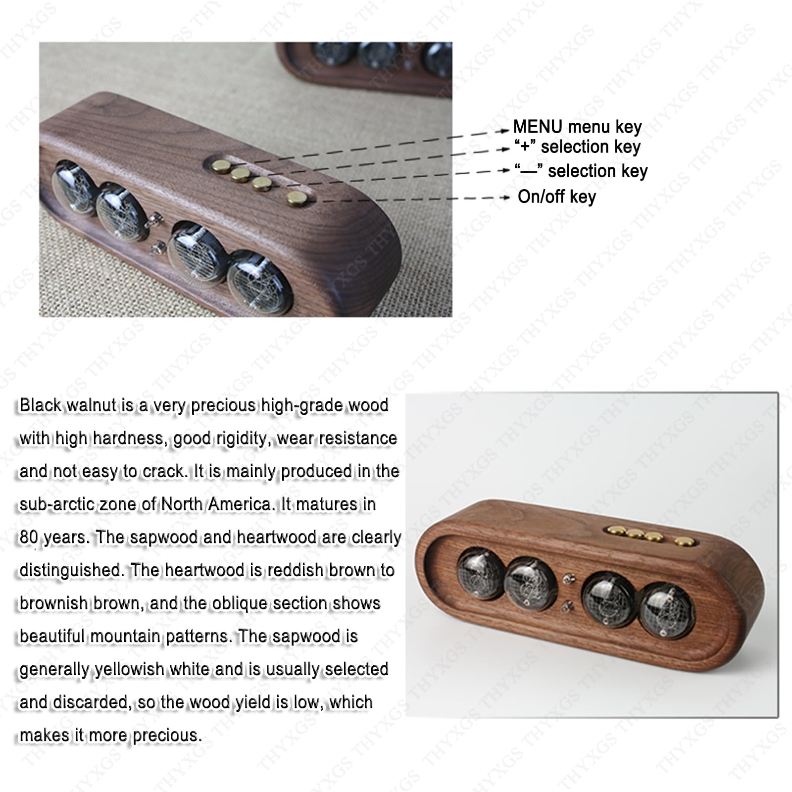Amazon.com: THYXGS Nixie Tube Clock, 4-Digit Nixie Clock, Black