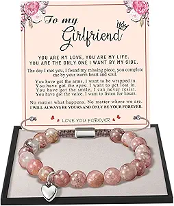 Stocking Stuffers for Teens, Christmas Gifts for Mom from Daughter Beaded Bracelets for Women Teen Girl Gifts Adjustable Charm Link Bead Birthday Graduation Gift for Her Girlfriend Sister