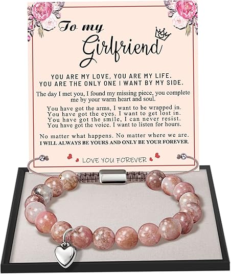 Stocking Stuffers for Teens, Christmas Gifts for Mom from Daughter Beaded Bracelets for Women Teen Girl Gifts Adjustable Charm Link Bead Birthday Graduation Gift for Her Girlfriend Sister