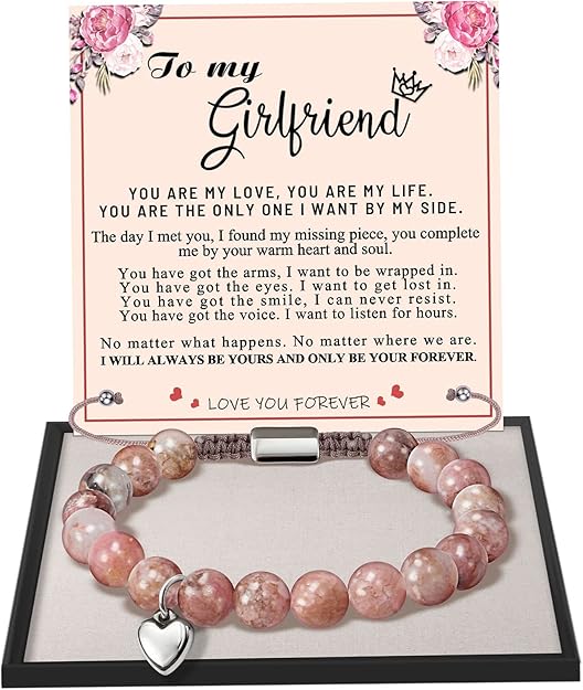 Stocking Stuffers for Teens, Christmas Gifts for Mom from Daughter Beaded Bracelets for Women Teen Girl Gifts Adjustable Charm Link Bead Birthday Graduation Gift for Her Girlfriend Sister