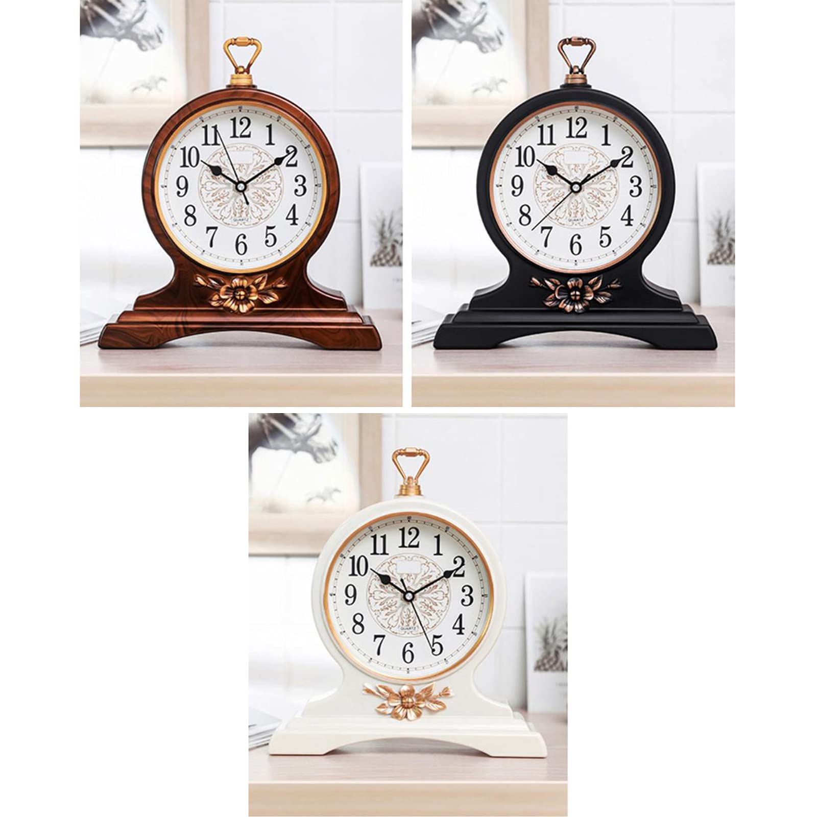 LELAMP Réveil Horloge De Chevet En Bois Massif Rétro - Horloge De Table Silencieuse Pour Bureau Et Chambre