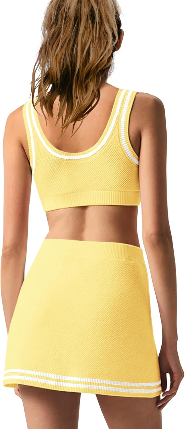 Nirovien Womens Workout Sets 2 Piece Tennis Sets Skorts Sets Athletic Gym Golf Outfits Tank Top and Skort - Image 4