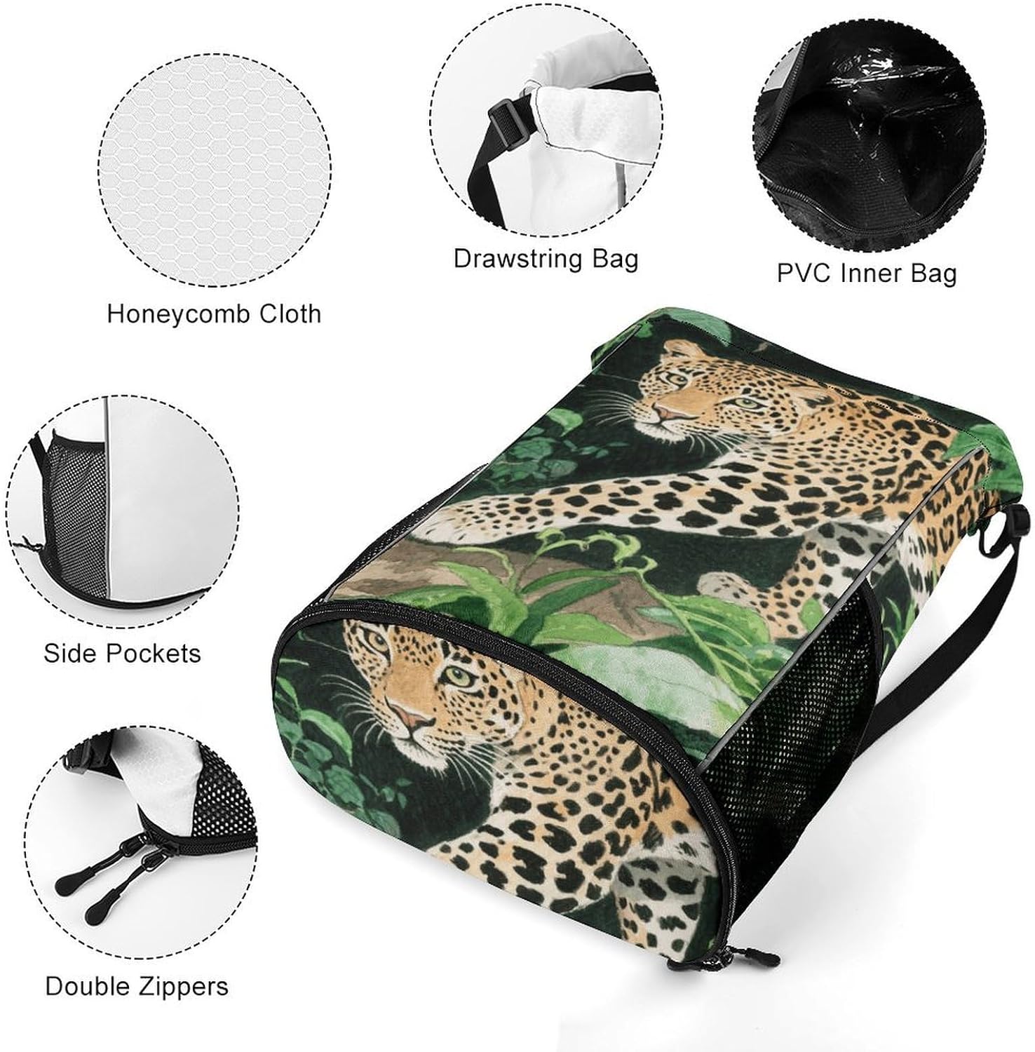 Small Gym Bag Jaguar Printed Drawstring Gym Bag for Men Lightweight Waterproof Drawstring Backpack for Women with Shoe Compartment for Travel Tourism Work And Fitness