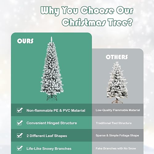 Miniatura 184 de Goplus Árbol de Navidad negro sin luz de 7.5 pies, árbol de Halloween artificial con 1258 puntas de rama, soporte de metal, árbol completo