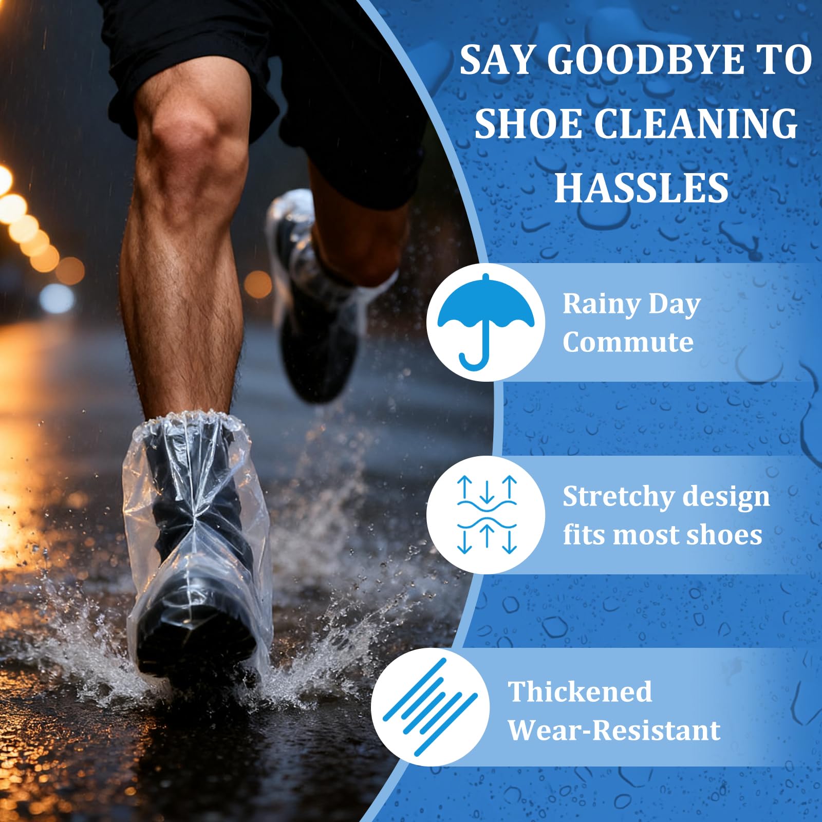 10 Pairs PE Waterproof Shoe Covers for Rain,Rain Shoe Covers,Disposable Rain Boots Covers,Indoor Outdoor Overshoes for Men and Women (Transparent) - 4