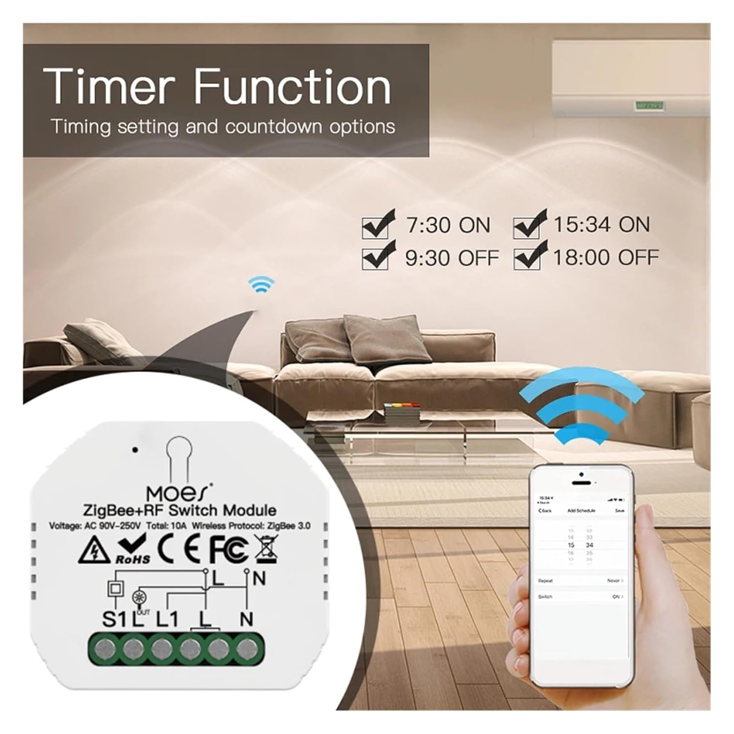 Tuya Smart ZigBee Switch Module Dimming Curtain Switch Smart Home Smart Life (Color : Zigbee 1 Gang Switch)
