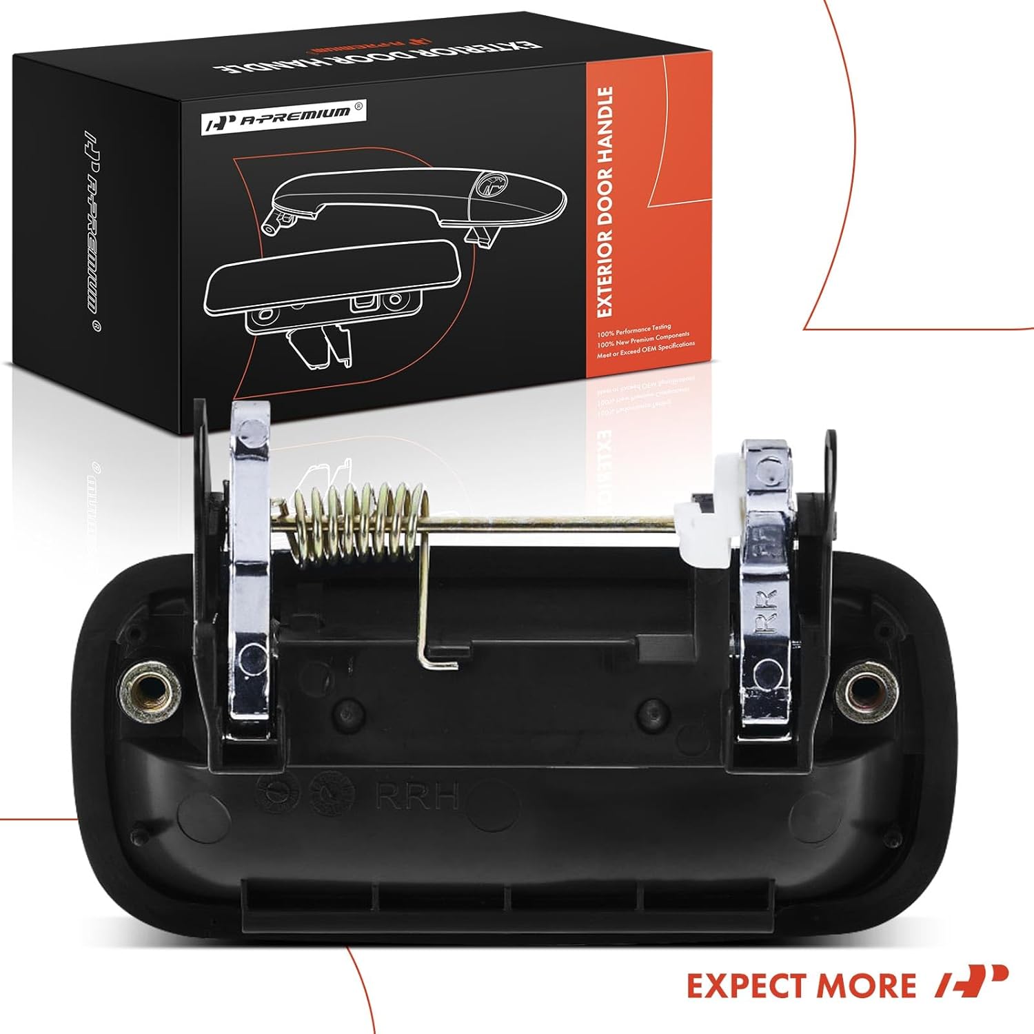 A-Premium Rear Right Passenger Side Exterior Door Handle Compatible with Toyota Tacoma 2001 2002 2003 2004 Crew Cab Pickup, Black Housing with Chrome Lever, Replace# 69230-35070