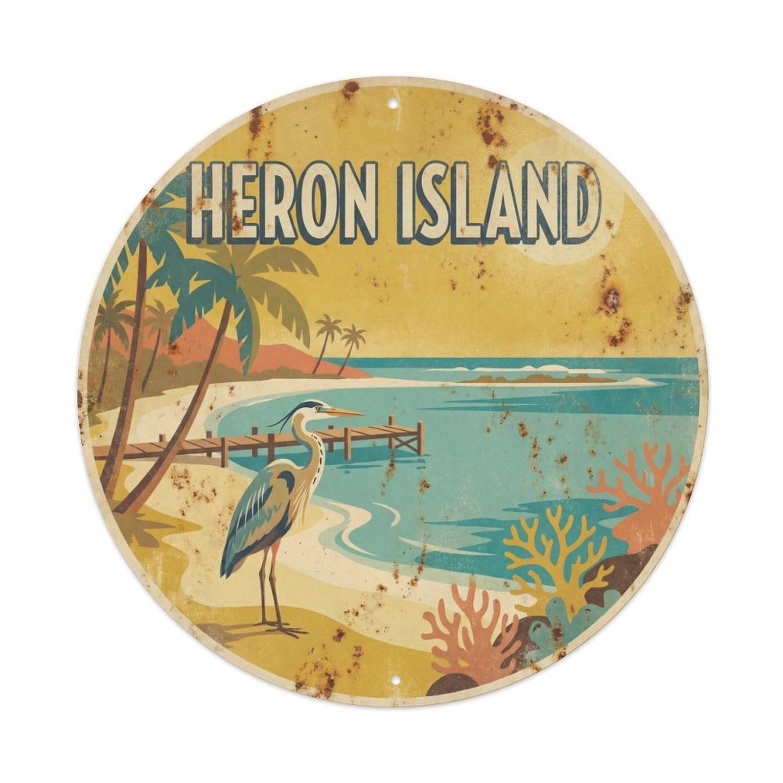 Olyhtr 8X8inch Classic Style Hailong Island Seaside Scenery Classic Travel Metal Tin Sign