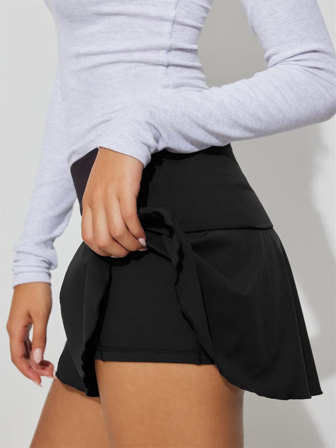 Hafailia Skorts for Women with Pockets Casual Fold Over Low Waist Pleated Tennis Athletic Mini Skirts with Shorts Underneath - Image 2