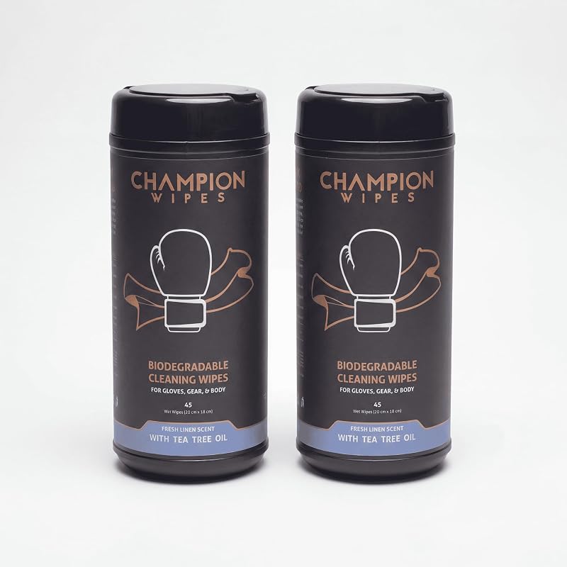 Lenços para limpeza de luvas de boxe Champion Wipes, fragrância Fresh Linen, pacote com 90 unidades