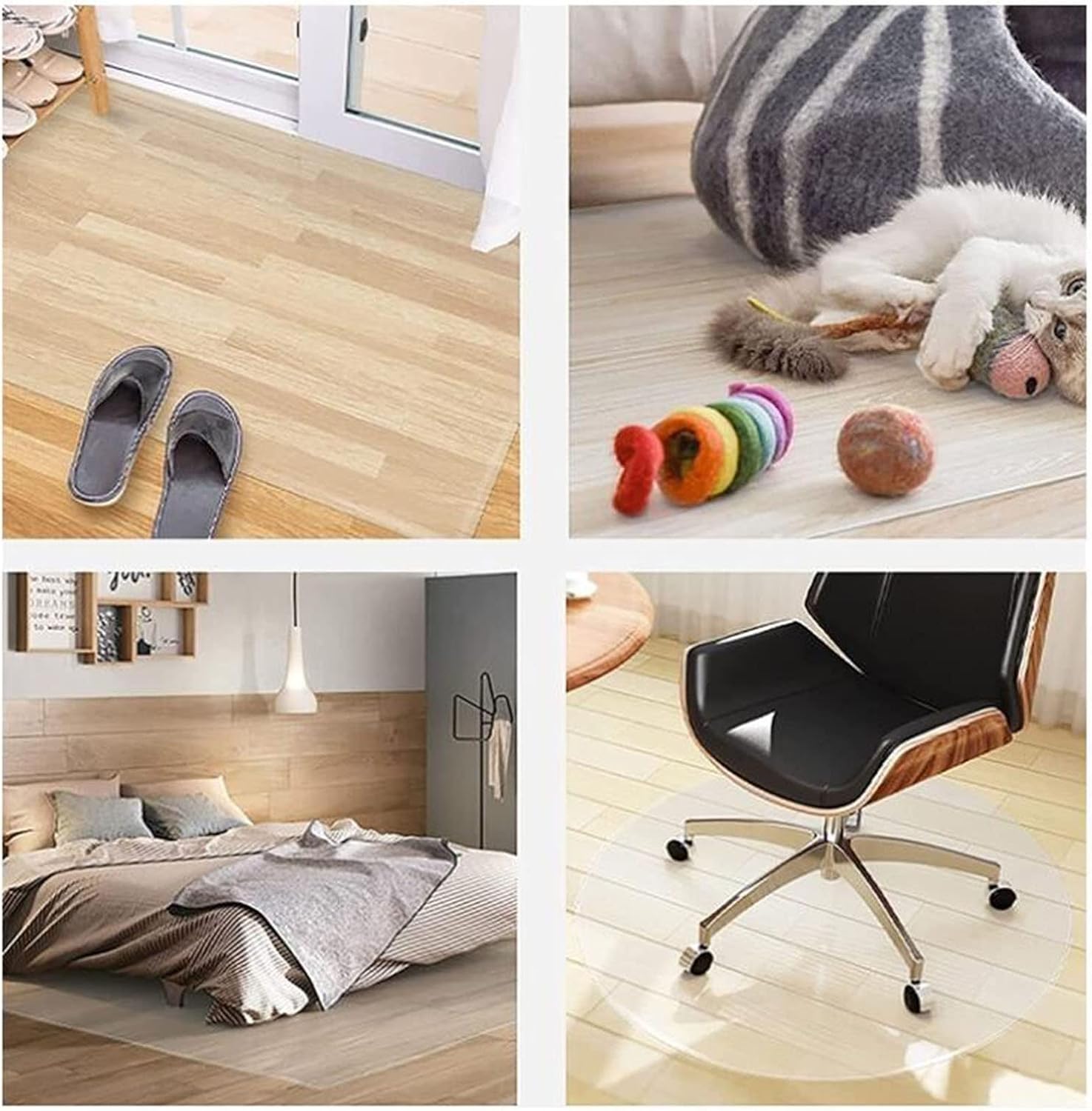 Transparent Chair Mat Transparent Clear PVC Pet Food Mat, Clear Vinyl Floor Runner Protect Pads/Non Slip Transparent Doormat Protector Chair Mat,1.5mm/2mm Thick,2mm-150x210cm/59x82.6in