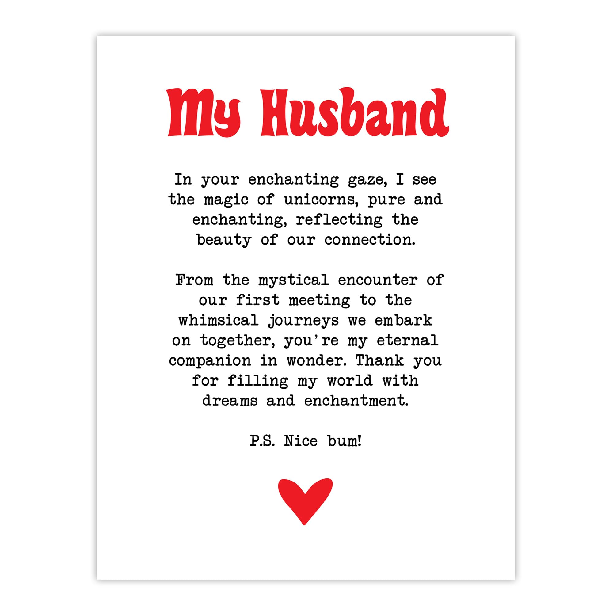 Artery8 Love Poem Unicorn Magic Husband Romantic Poetry Bedroom Large Wall Art Poster Print Thick Paper 18X24 Inch