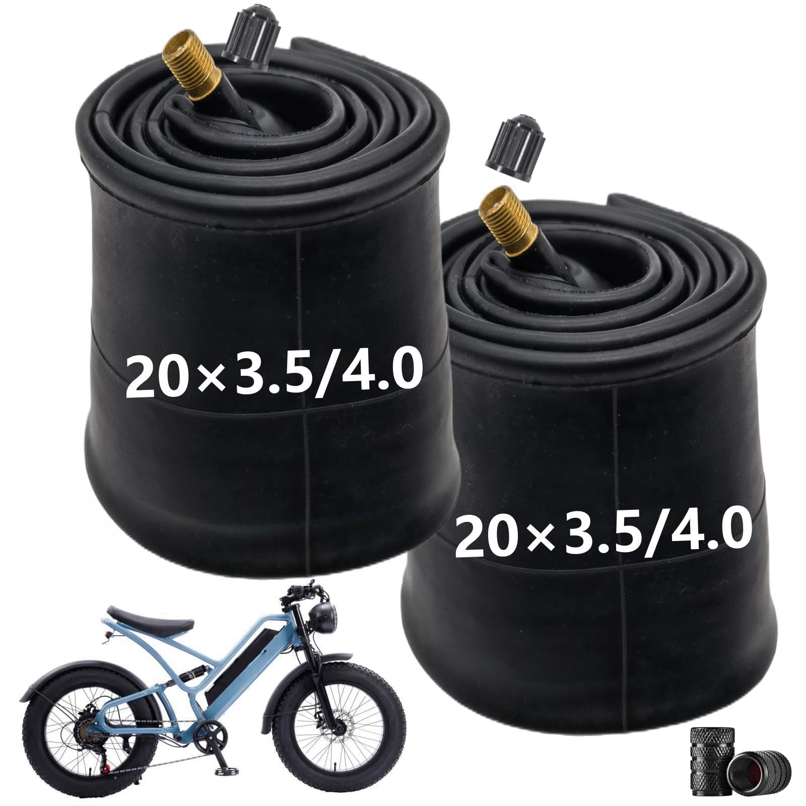 20x4 Fat Tube 20x4.0 Fat Bike Inner Tube fits All 20x3.5/4.0 Tires for 20 inch ebikes 20” ebike Fat Tires Beach Bikes 2 Pack(20x3.5/4.0)
