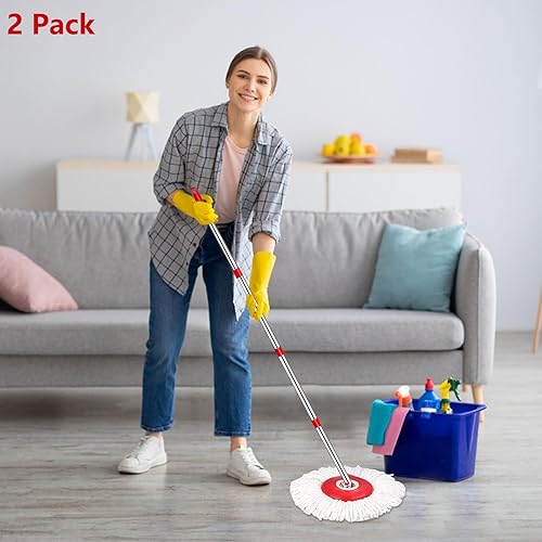 Miniatura 7 de 2 piezas de mango de repuesto de trapeador giratorio de 4 secciones, mango de trapeador de acero inoxidable de 30 a 58 pulgadas, piezas de repuesto