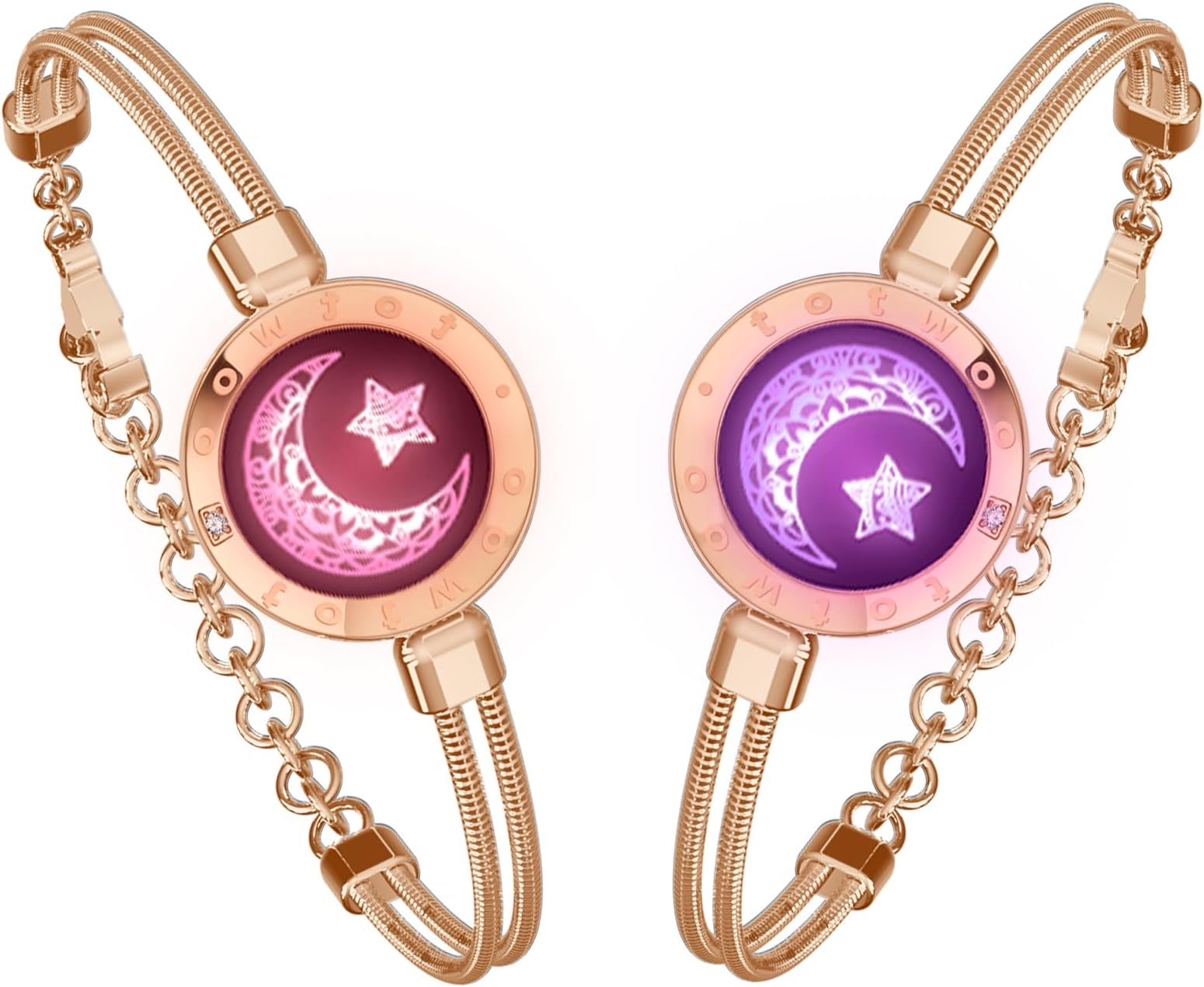 TOTWOO Long Distance Touch Bracelets for Couples, Vibration & Light up for Love Couples Bracelets | Long Distance Relationship Gifts for Girlfriend Bluetooth Pairing Jewelry