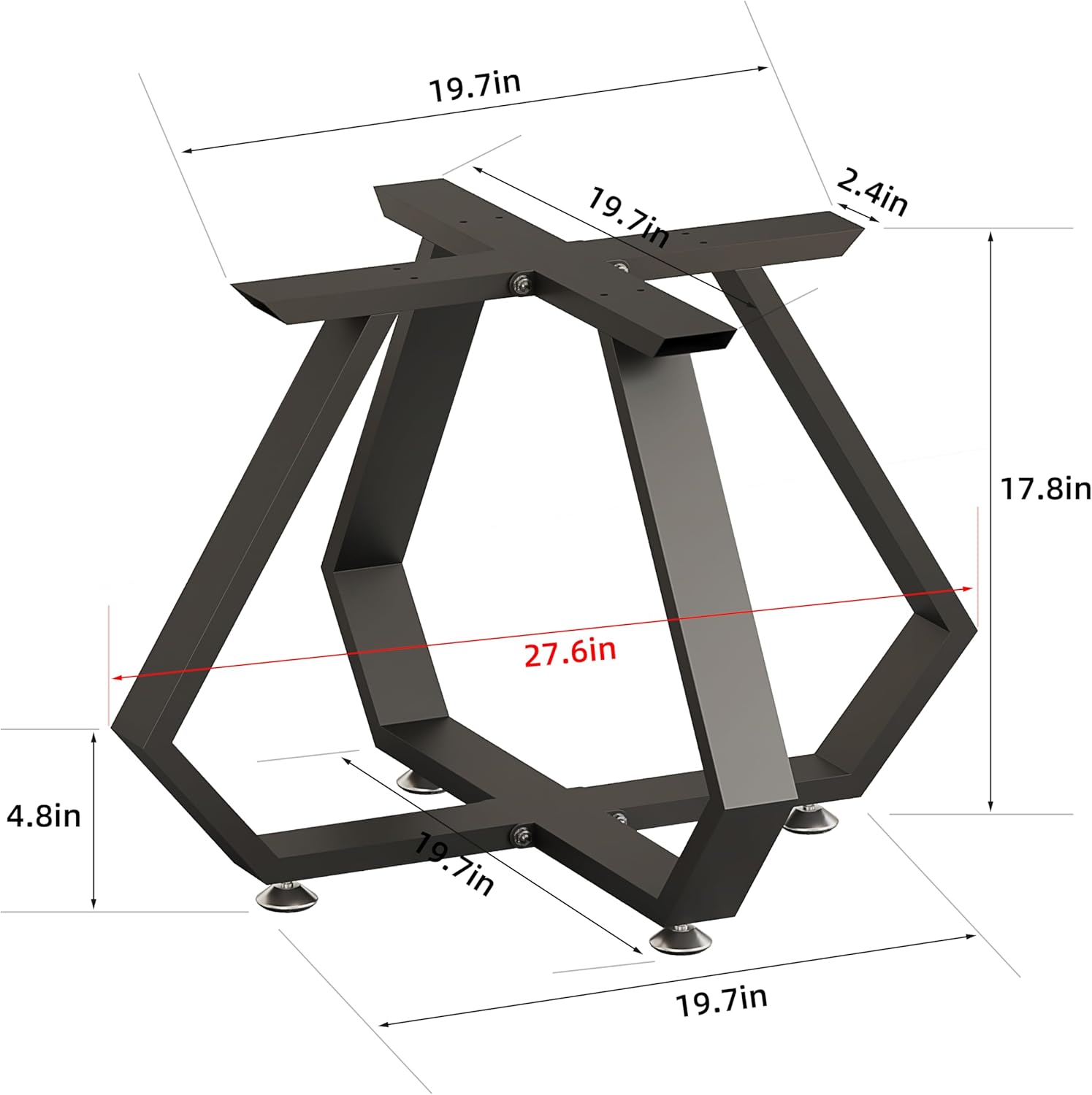 Coffee Table Legs 16 inch, Metal Table Legs Diamond Shape Black Industrial Modern Bench Chair Base Furniture Legs Desk Leg (Black)