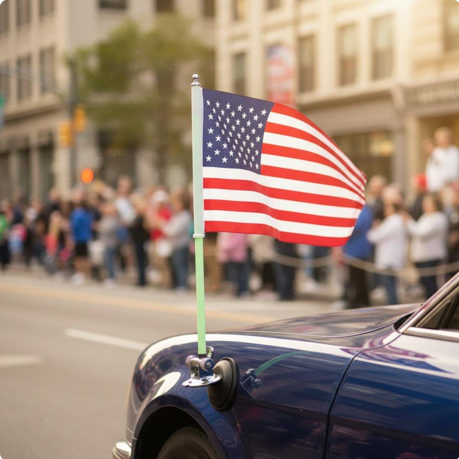Suction Cup Car Flag Mount Adjustable Angle Vehicle Flag Pole Kit Easy Installation for Patriotic Supporters, Veterans, Processions Silver Fluorescent-image-39