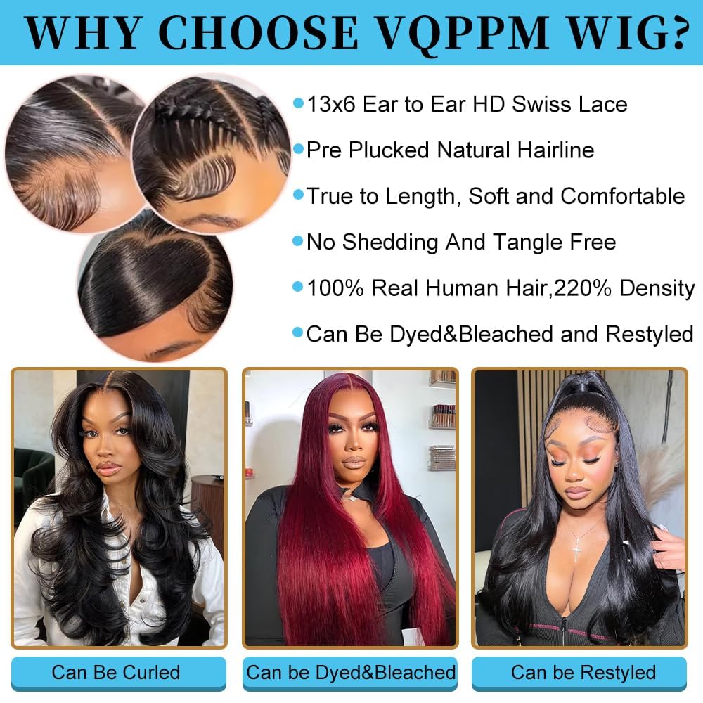 32 Inch Straight Lace Front Wigs Human Hair for Women 200 Density HD Transparent 13x6 Lace Front Wigs Human Hair Pre Plucked Glueless Lace Frontal Wigs Natural Color