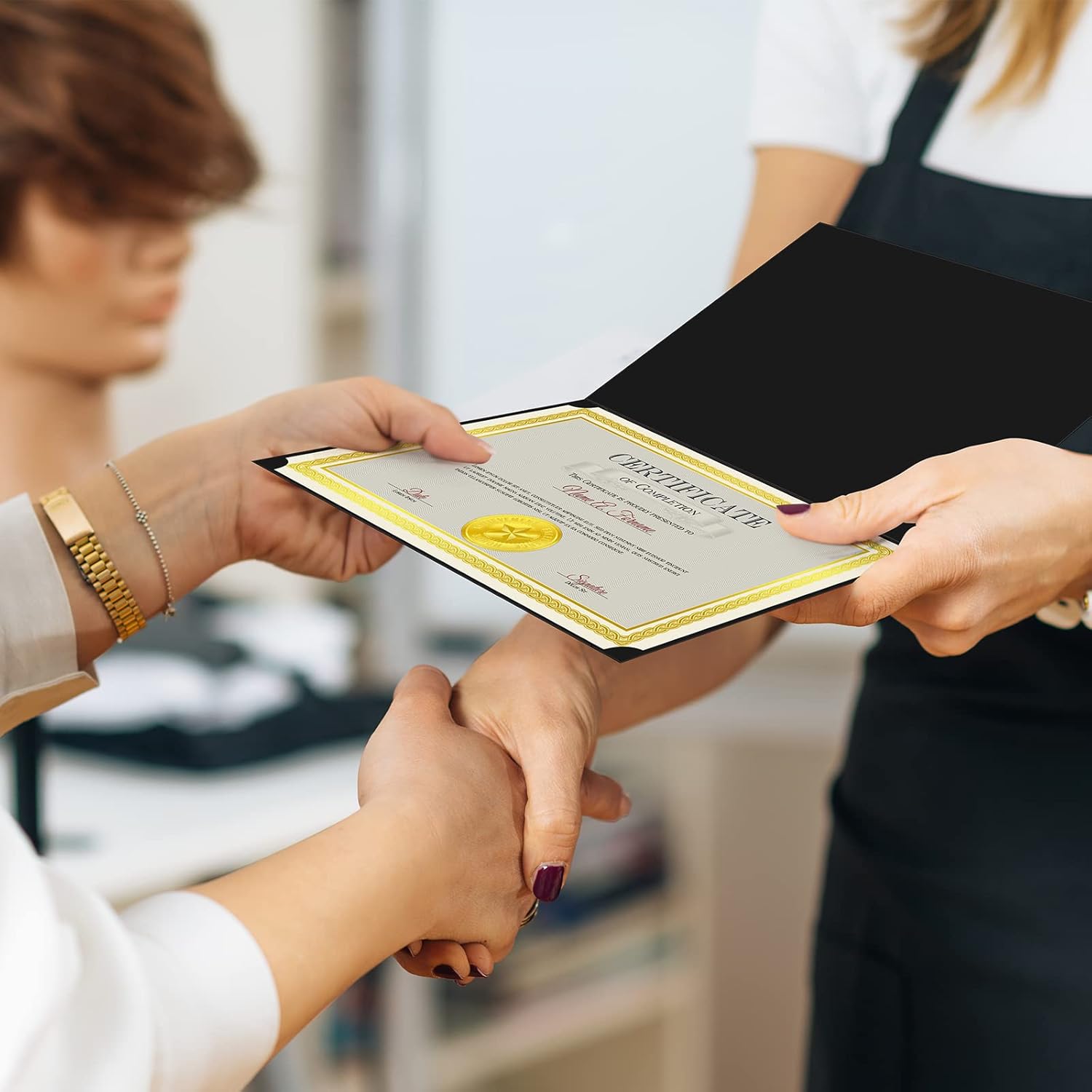 150 Pcs Certificate Kit Include 50 Certificate Holders 50 Paper and 50 Embossed Seal Stickers Diploma Covers for Graduation, Competition Supplies(Black)