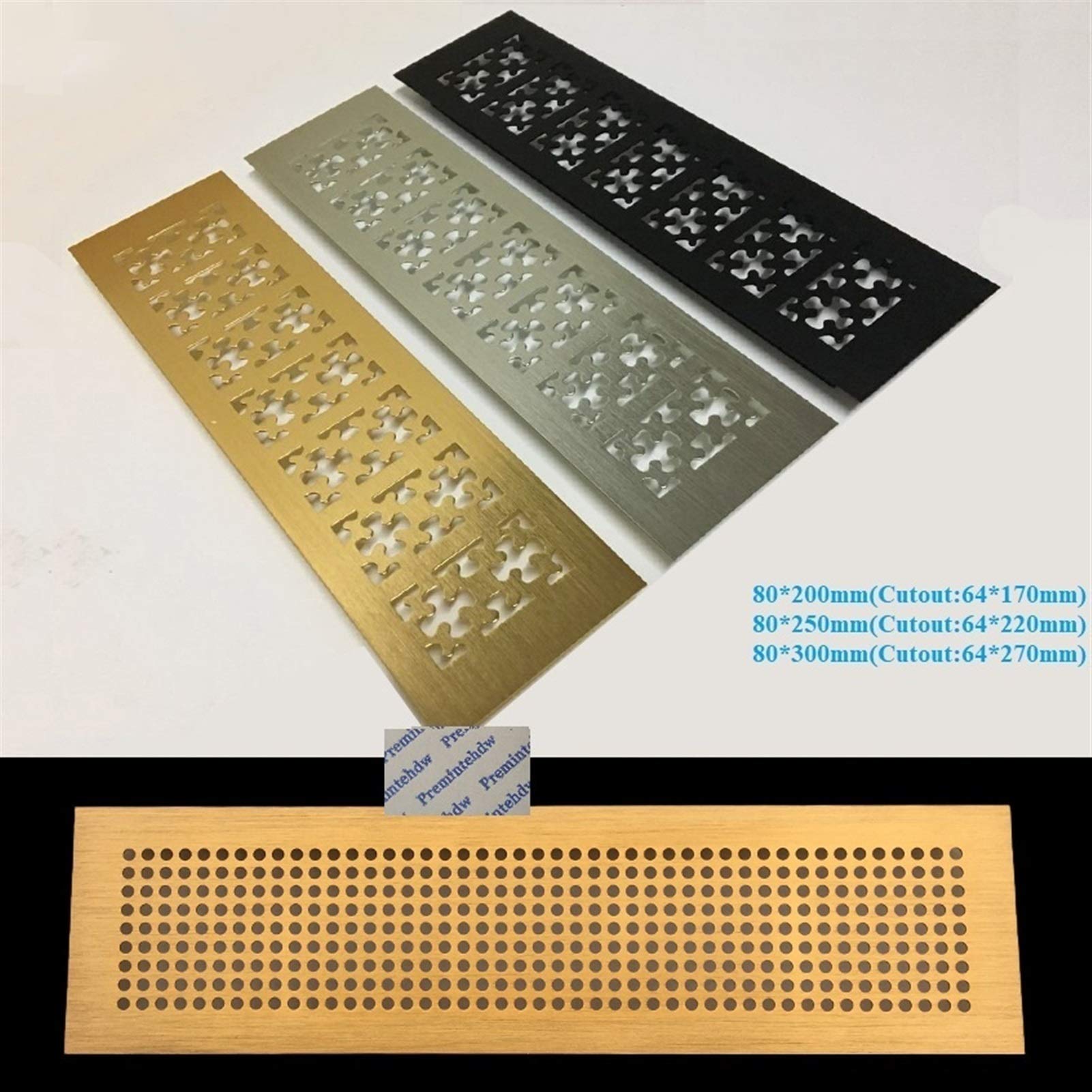 Xianglaa-cubierta de ventilación de aire, 80 mm, de aluminio Salida de aire Rejilla cubierta, patrón de flor de la nieve de nido de abeja Rectángulo, Oro, Plata, Negro, Muebles armario del zapato Gabi