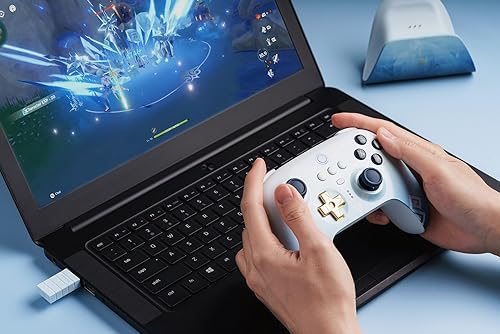 Vista 8 de 8Bitdo Ultimate 2.4G Wireless Controller for PC, Android, Steam Deck, and Apple - Chongyun Edition (Officially Licensed by Genshin Impact)