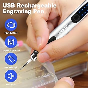 JANGKLIFE Electric Engraving Pen, 3-Speed Mini Cordless