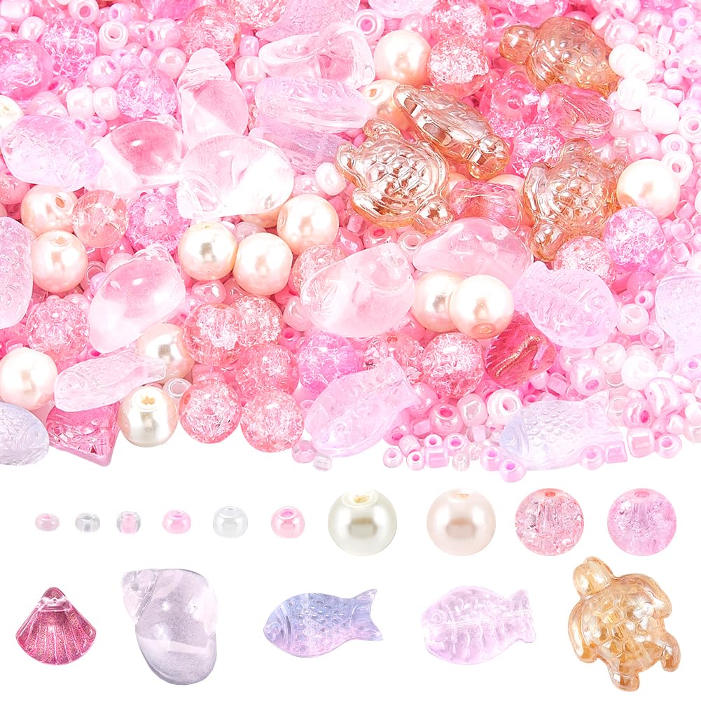 3000 Perles en verre de l'océan roses style hawaïen pour création de bijoux et bracelets