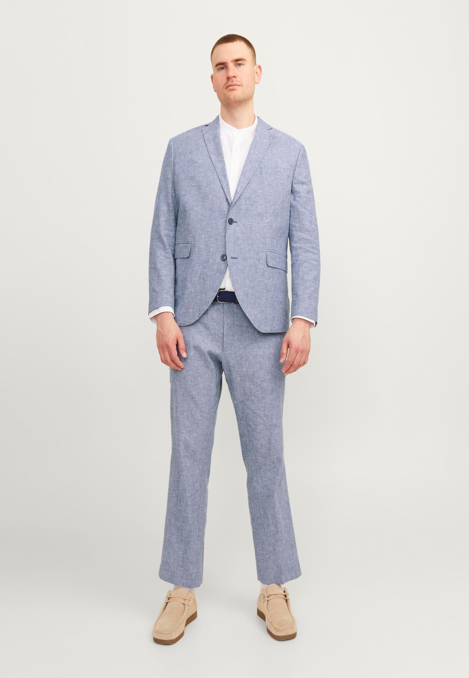 JACK & JONES Jprriviera Linen Suit Slim Fit Sn Pls garnitur męski, Chambray Blue/Fit: slim fit, 66 Duże rozmiary