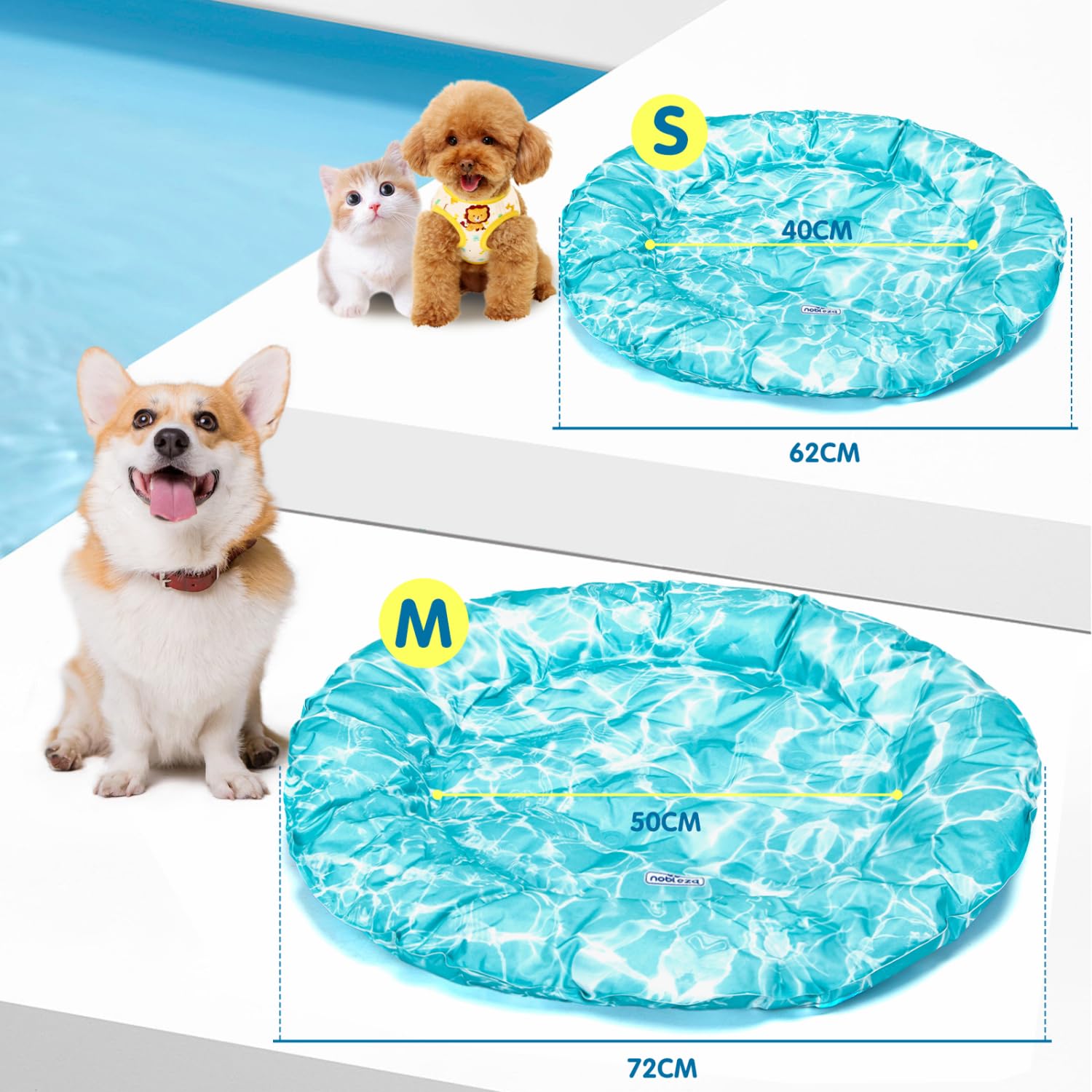 Nobleza Alfombra Refrescante para Perros, Cama Perro Fria, Manta Refrescante para Mascotas Pequeños y Medianos, Gatos en Verano, Auto Refrigerante, No tóxico, Orbicular, M, 72CM