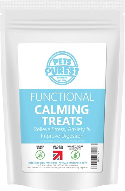 Pets Purest Dog & Cat Calming Treats - 100% Natural Pet Supplement Lavender Chews for Anxiety, Fireworks, Stress, Sleep, Behaviour & Kennel. Hypoallergenic Grain Free Calm for Cats & Dogs