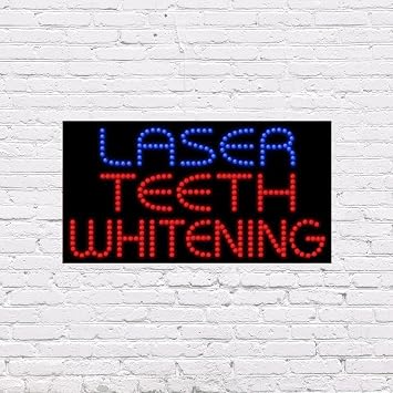LED Laser Teeth Whitening Sign for Retail Business Displays | Advertising Electronic Light Up Sign for Windows Walls |17"h x 31"w x 2"d
