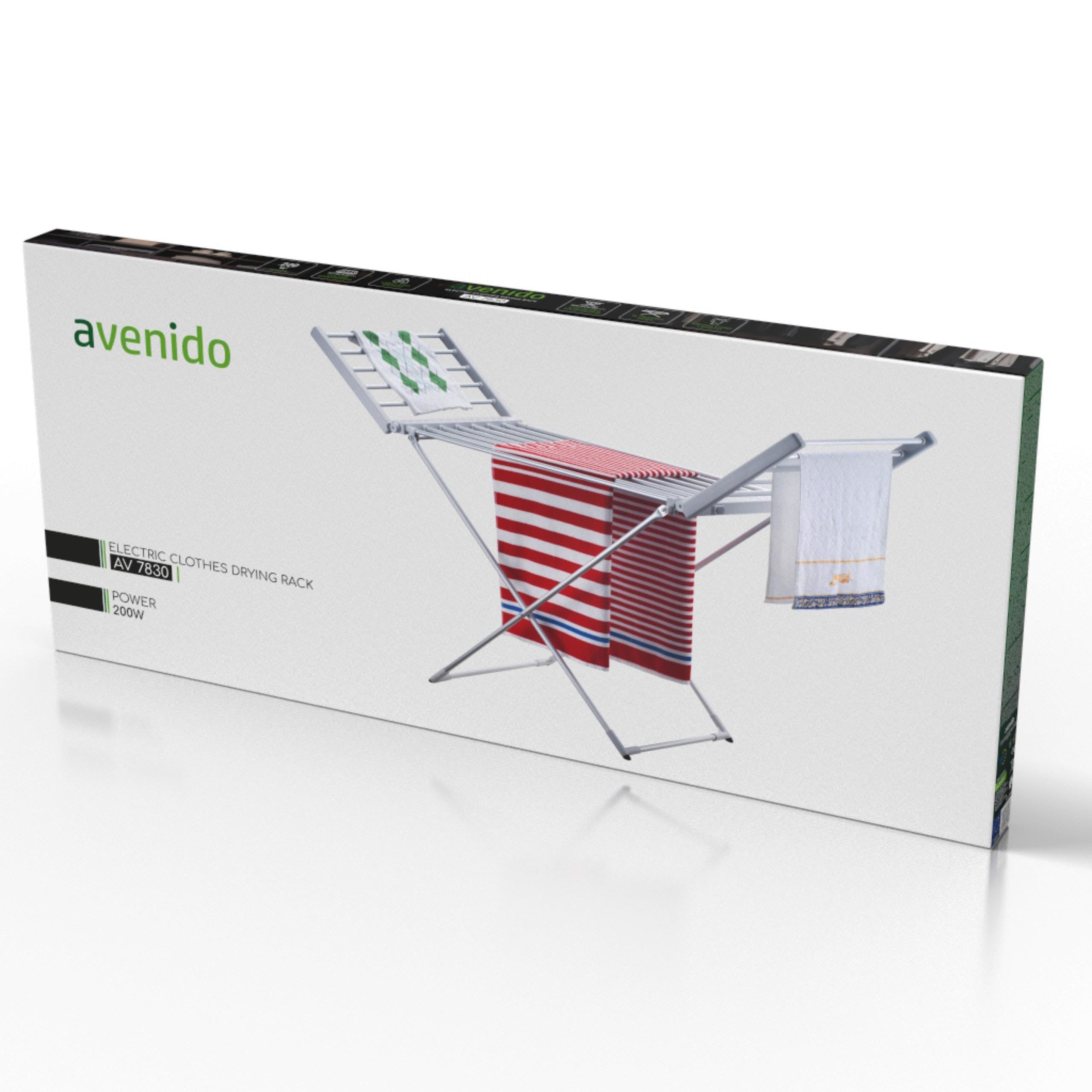 Tendedero eléctrico Tendedero con 18 varillas calefactoras, tendedero calefactable de 220 W, 148 x 52,5 x 90 cm, reduce el tiempo de secado, IP22, plata y blanco