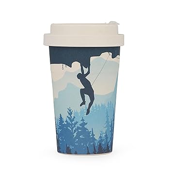 Earthism Eco-Friendly Bamboo Fibre Travel Reusable Coffee Mug with lid 400 Ml (Climber)