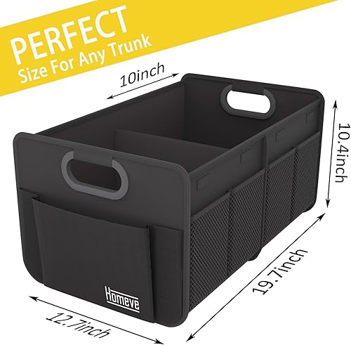 Miniatura 3 de Homeve Organizador de maletero de coche, organizador plegable de múltiples compartimentos, negro, 2 compartimentos, pequeño